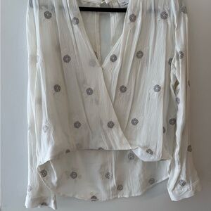 The Room Ivory and Charcoal Patterned Blouse